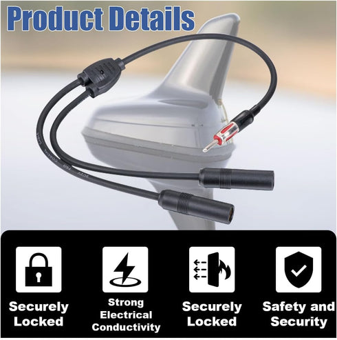 GLSOWEE 1 2 Car Antenna Adapter, Radio Stereo Antenna Adapter Connector, Male to Female Y Antenna Cable, Antenna