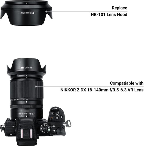 Lens Hood for NIKKOR Z DX 18-140mm F3.5-6.3 VR Lens, Reversible Shade, Replace Nikon HB-101