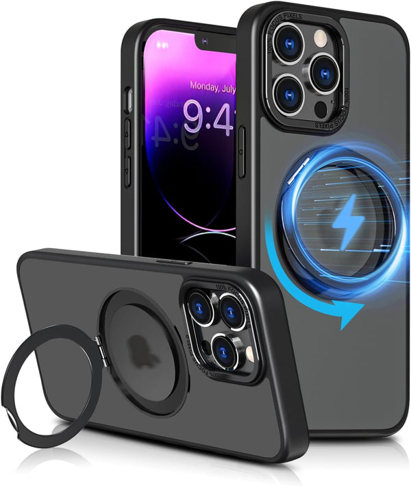 iPhone 13 Pro Case 6.1'', MIL-Grade Dual Layer Shockproof Full Protective Case with Built-in Stand & Rotating Ring