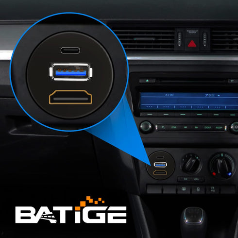 BATIGE USB 3.0 & Type C 3.1 & HDMI Male to Female Car USB C Flush Mount Extension Cable, 3ft
