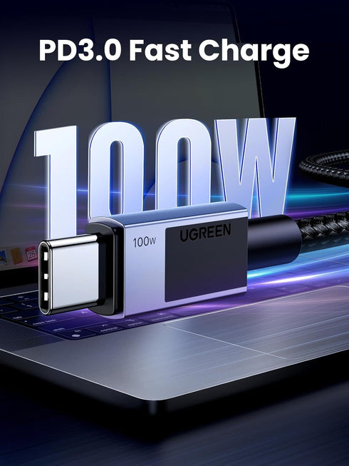UGREEN USB C to USB C Cable, 100W USB C Cable Fast Charging, Type C Cord USB C Charger Cable Compatible with iPhone 15/15 Pro/15 Pro Max, MacBook Pro/Air, Galaxy S24/S23, iPad Pro/Air, Pixel 8, 10FT