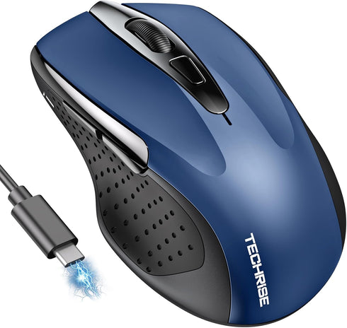 Wireless Mouse (BT5.0/3.0 & 2.4G) Rechargeable Silent Mouse, 4800 DPI Adjustable, Ergonomic Bluetooth Mouse for Laptop,
