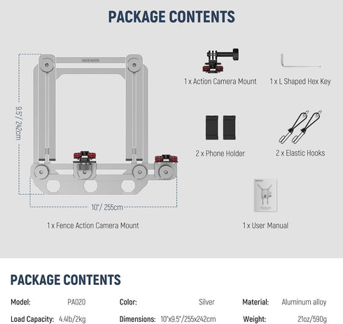 NEEWER Phone Fence Mount - Phone Holder for Game Changer Mounting, Compatible with Mevo Start GoPro, Silver