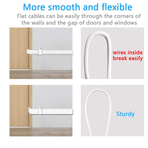 3PCS 10FT Flat Micro USB Power Extension Cable for Wyze Cam, Yi Cam, Oculus Go, Kasa, Nest Cam, Indoor Security
