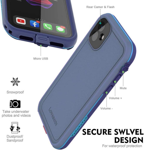 iPhone 11 Waterproof Case - 6.1" Shockproof Full-Body Dustproof Rugged Case, Navy Blue