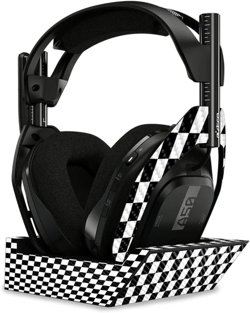 MightySkins Carbon Fiber Skin for Astro A50 Wireless Headphones + Base Station (Gen 4) - Check, Protective, Durable