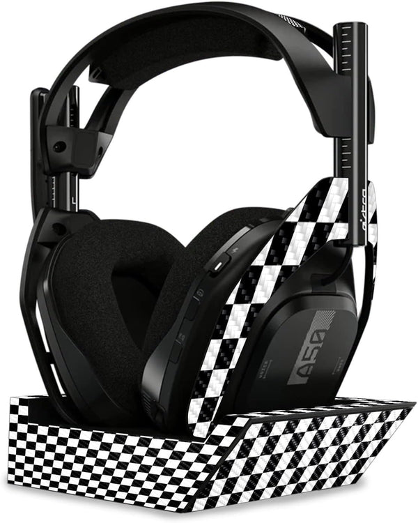 MightySkins Carbon Fiber Skin for Astro A50 Wireless Headphones + Base Station (Gen 4) - Check, Protective, Durable
