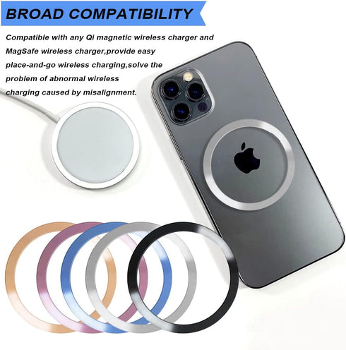 10 Pcs Metal Ring for Magnetic Wireless Charger, 2 Styles, Universal Ultra Thin CD Stripe Round Ring Sticker Conversion