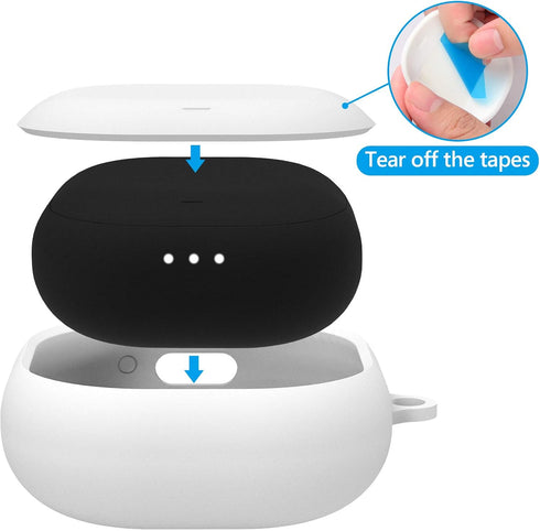 Geekria Silicone Case Cover for Anker Soundcore Liberty Air 2 Pro Earbuds, Protective Skin with Keychain Hook (White)