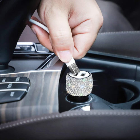 Dual USB Car Charger, 5V/2.4A Bling Fast Charge Dual Port Adapter, Compatible with All Chargers