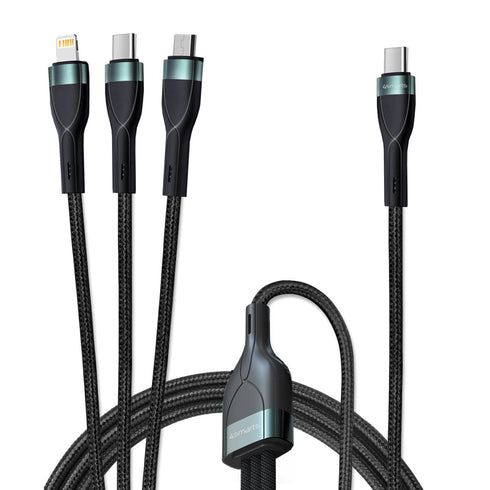 USB C to Lightning Cable - Premium 3-in-1 Multi Charging Cable, 5A Fast Charge & Data Transfer, 1.5m Nylon