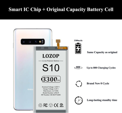 S10 Battery Replacement Kit for Samsung Galaxy S10 SM-G973U/U1/F/W/X and Other All G973 Models with Repair Tools Kit and User Manual