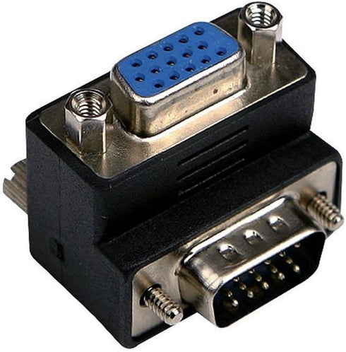 Nightwolf VGA Male to Female 15 Pin SVGA Cable Adapter, 90 Degree Right Angle L Style for PC to Monitor