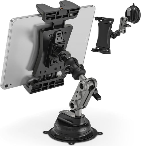Aluminum Heavy Duty Tablet Mount for Car/Truck, 360 Adjustable 2-Stage Stand Holder for iPad Pro/Air/Mini