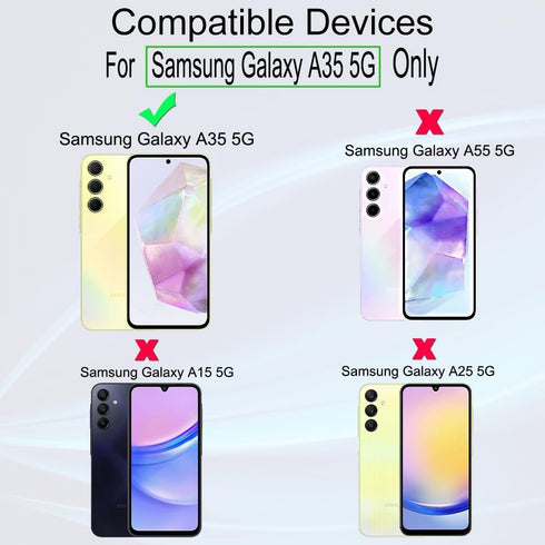 Ibywind 2 Pack Screen Protector for Samsung Galaxy A35 5G 6.6", 9H Hardness Tempered Glass with Camera Lens Protector