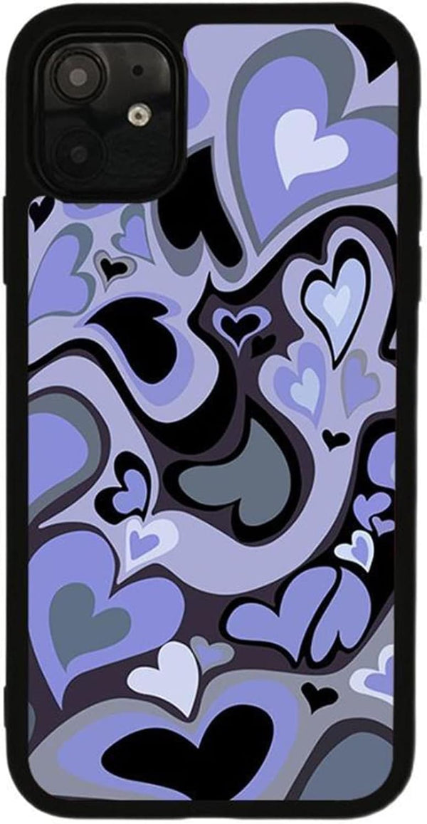 Cute Phone Case for iPhone 11, Slim Soft Protective Design with Purple Love Heart
