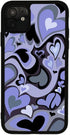 Cute Phone Case for iPhone 11, Slim Soft Protective Design with Purple Love Heart