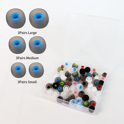 Quadafy 60PCS 3 Earbuds Replacement Tips Silicone, Ear Bud Replacement Pieces Silicone, Soft Silicone Replacement