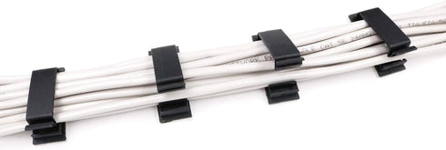 Cable Clips with 3M Adhesive, Multipurpose Wire Clamps for Cable Management - 50 Pack Black with 10 Reusable Ties