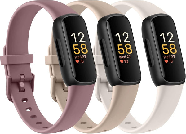 PACK 3 Silicone Bands for Fitbit Inspire 3, Adjustable Soft Waterproof Sport Bands for Women and Men (NOT for Inspire