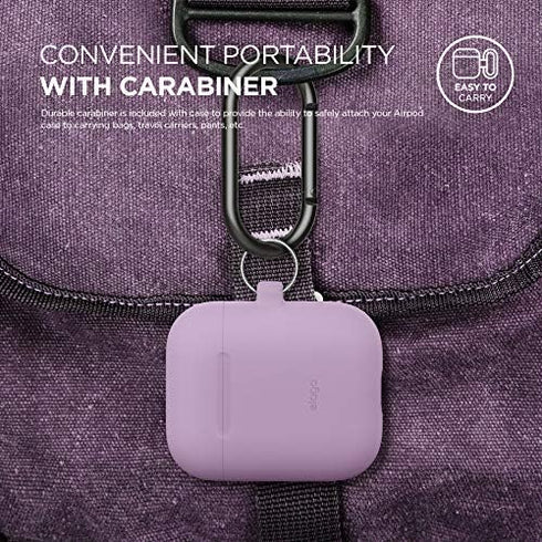 elago Silicone Case with Keychain for Apple AirPods Case 1 & 2, Front LED Visible, Supports Wireless Charging, Lavender