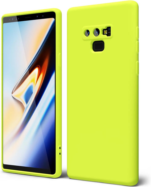 oakxco Liquid Silicone Phone Case for Samsung Galaxy Note 9, Cute Thin Slim Soft Rubber TPU Cover, Lime Neon Yellow