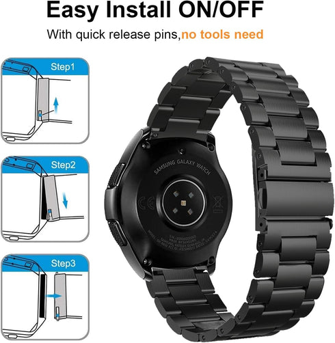 Valkit 2 Packs Galaxy Watch 7 6 5 4 FE Band Pro Classic 43/47/45/40/44/42/46mm Solid Stainless Steel Wristbands