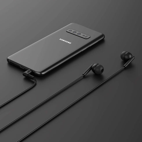 Maeline Bulk Earbuds with 3.5 mm Headphone Plug - 100 Pack Jet Black Wholesale Bundle