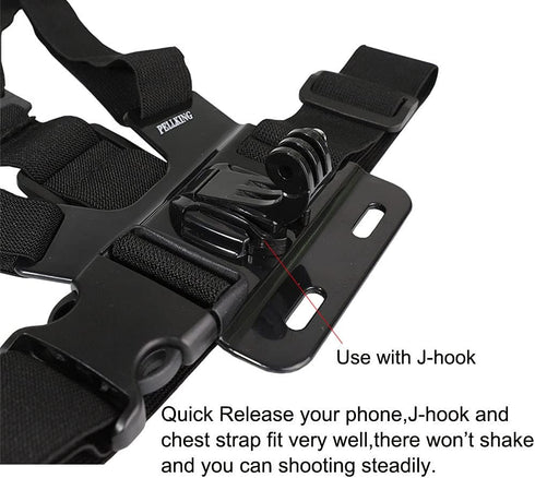 PellKing Mobile Phone Chest Mount Harness Strap Holder for Samsung iPhone Plus, Action Camera POV