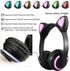 Wireless Cat Ear Headphones, Bluetooth Headset with Mic, 7 Colors LED Light Flashing, Glowing On-Ear Stereo Headset