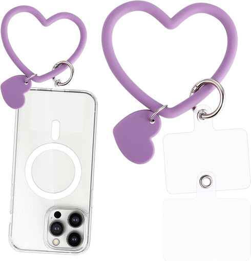 Heart Loop Phone Lanyard, Smart Phone Hand Wrist Lanyard Strap with Key Chain Holder for Cell Phone Case, Keys, ID