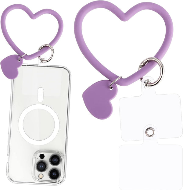 Heart Loop Phone Lanyard, Smart Phone Hand Wrist Lanyard Strap with Key Chain Holder for Cell Phone Case, Keys, ID