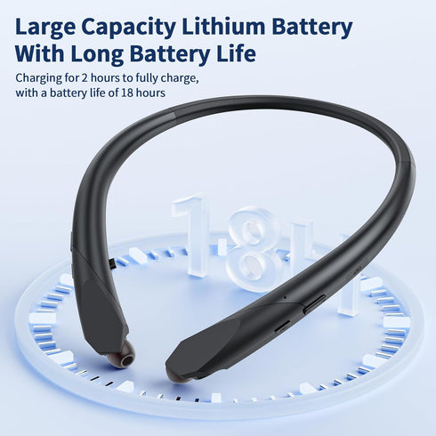 ZIQOPGD Headset IPX5 Neckband Bluetooth Headphones, Retractable Wireless Bluetooth Earbuds with Microphone, Sweatproof