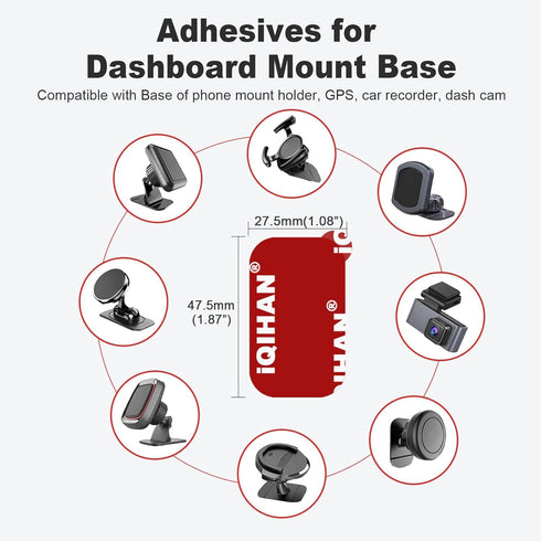 Sticky Adhesive Pads Replacement for Car Dashboard Magnetic Phone Mount Holder Base, 8pcs Rectangle Heat Resistance