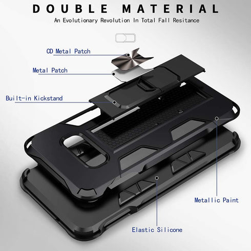 Military Grade Case for Samsung Galaxy Note 8, Built-in Kickstand, Heavy Duty Shockproof Protective Cover (Black)