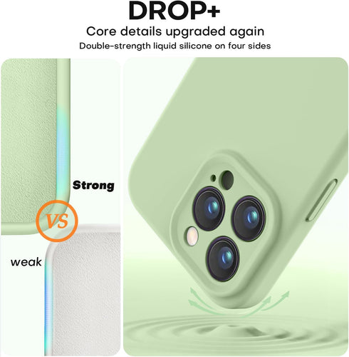 Vooii iPhone 15 Pro Case, Upgrade Defender Liquid Silicone, Shockproof with Enhanced Camera Protection, Matcha