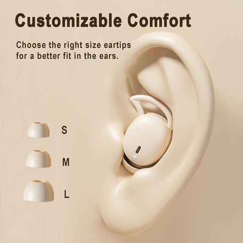 Wireless Sleep Earbuds, Bluetooth 5.3 Headphones for Side Sleepers, 32H Playback, Waterproof Earphones