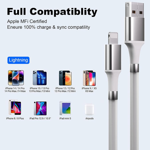 Innovative Magnetic Charging Cable (3.3ft) Tangle-Free with Magnets for Easy Storage, Fast Charger for iPhone 14 to 6