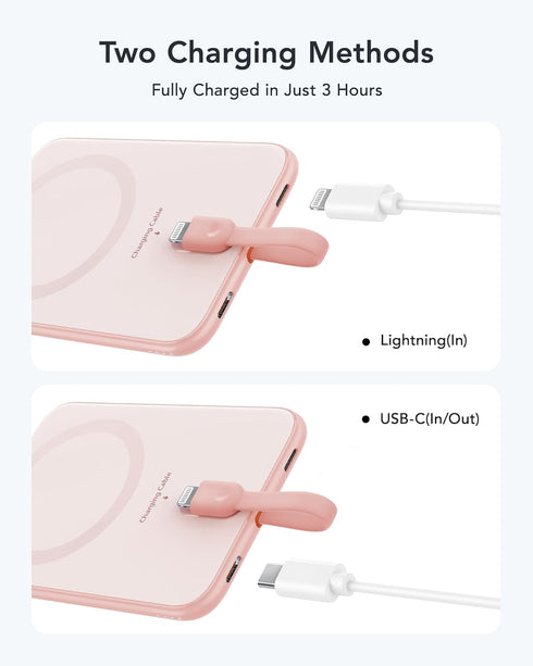 VEEKTOMX Slim Portable Charger, 5000mAh Lightweight Power Bank with Built-in Cable for iPhone, Ultra Thin Battery Pack