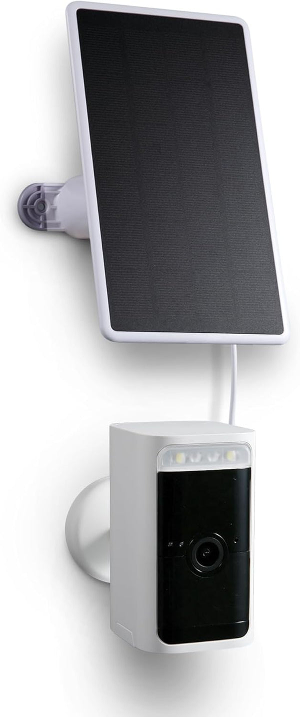 Wasserstein Solar Panel (2W 5V) for Wyze Cam Pro - Continuous Power for Surveillance Camera (White) (Camera NOT
