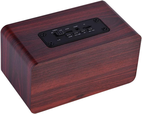 PUSOKEI Mini Bluetooth 4.2 Speaker, Wooden Stereo Loudspeakers, Portable Rechargeable Music Speakers with 3.5mm Input