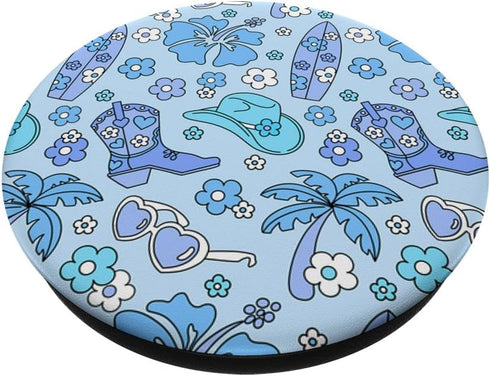 Pastel Cowboy Boot Hat Pattern Coastal Cowgirl Aesthetic PopSockets Standard PopGrip