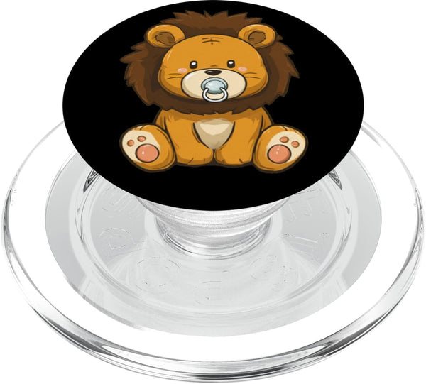 Pacifier Lion Outfit Cool Cartoon Animal with Pacifier for Lion Lovers PopSockets PopGrip for MagSafe