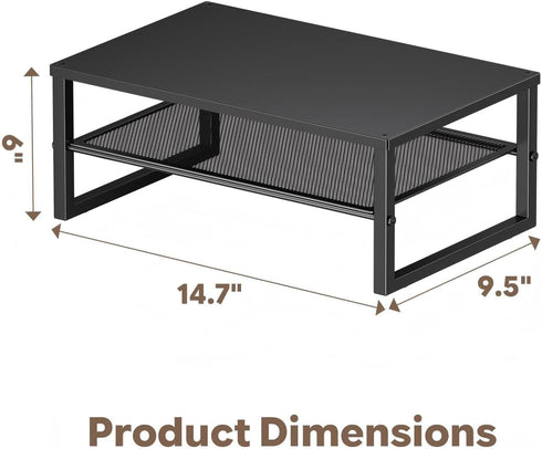 2-Tier Ekisemio Computer Monitor Stand Riser, Desk Organizer for Monitor, Black