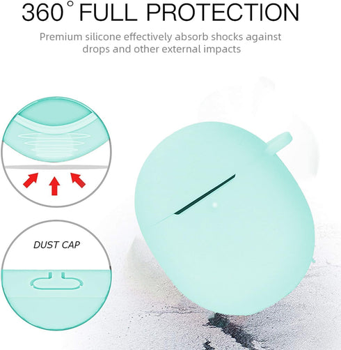 for Google Pixel Buds Pro Case Cover 2022 with Cleaner Kit, Soft Silicone Shockproof Protective Case Skin with Carabiner for Google Pixel Pro Case, Front LED Visible, Mint Green