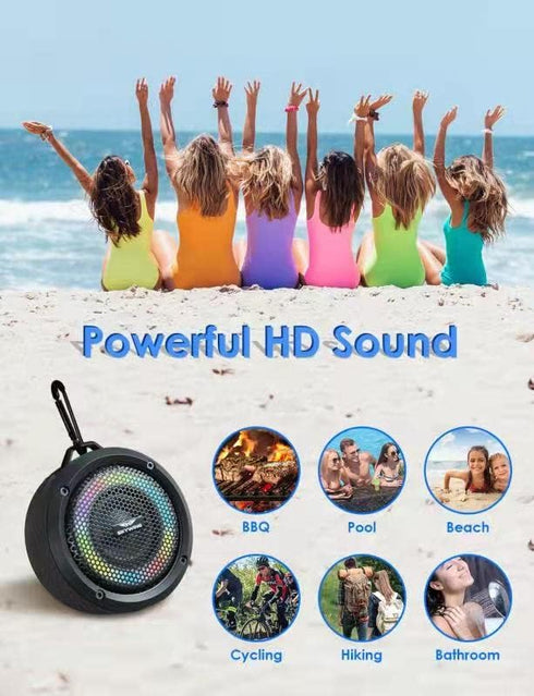 Bluetooth Shower Speaker, Soundace S6 IPX7 Waterproof Portable Speaker with Suction Cup Hook, TWS RGB Lights for Outdoor
