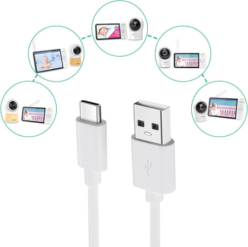 Smays Charger Replacement for Vtech Baby Monitor RM5764 RM5754 RM7764, 6 ft Power Cord USB-C Cable