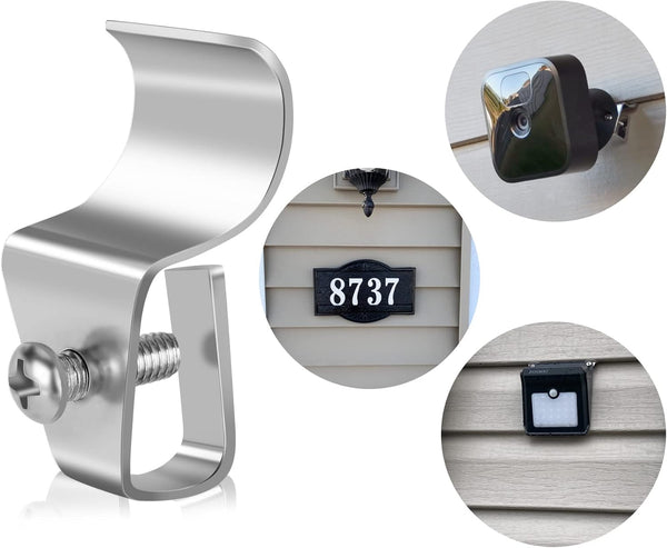 Vinyl Siding Clips, 20-Pack No-Hole Outdoor Camera Mount for Blink, Arlo, Ring, No-Damage, Weatherproof Stainless Steel