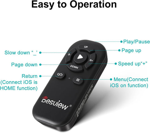 Bluetooth Remote Control for Teleprompter, Compatible ONLY with Desview Teleprompters (Battery Not Included)