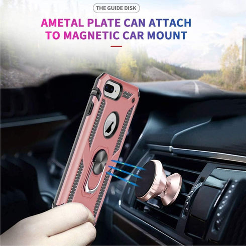 Folmeikat Compatible with iPhone 8 Plus, 7 Plus, 6s Plus/6 Plus Phone Case, 360 Degree Rotating Metal Ring